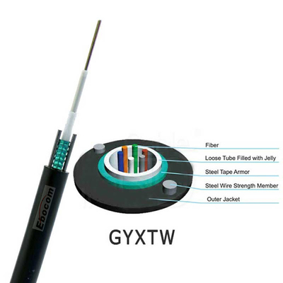 مقاومة التوتر العالي في الخارج GYXTW كابل الألياف الضوئية 2 4 6 8 12 24core Networking