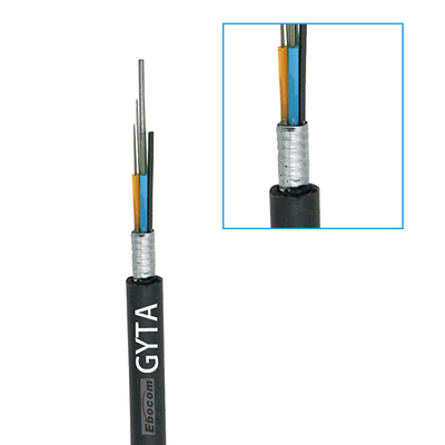 G652D وضع واحد GYTA 12-Core الخارجي المدرع كابل الألياف الضوئية أنبوب فضفاض شريط الألومنيوم المتعرج المدرع PE سترة مناسبة لشبكات العمود الفقري لمسافات طويلة