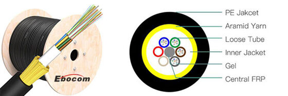 كابل الألياف الضوئية ADSS 24 36 48Cores واحد مزدوج PE جاكيت للكابلات الشبكة